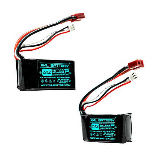 (2 Pack) 7.4v 1400mAh Li-po A959-B A969-B A979-B K929-B 2401 Wltoys for 1/18 RC Car Battery 12402 12403 12404 12423 12428 - color: A959-B A969-B A979-B RC Car Boat XML-7414-TDRC, size: 2 Pack