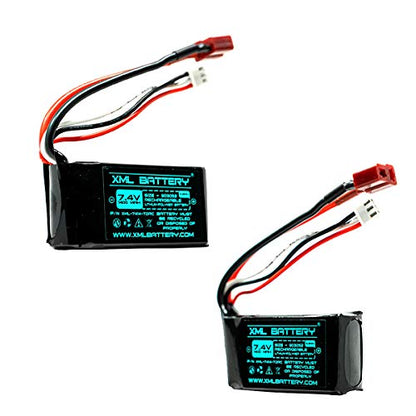 (2 Pack) 7.4v 1400mAh Li-po A959-B A969-B A979-B K929-B 2401 Wltoys for 1/18 RC Car Battery 12402 12403 12404 12423 12428 - color: A959-B A969-B A979-B RC Car Boat XML-7414-TDRC, size: 2 Pack