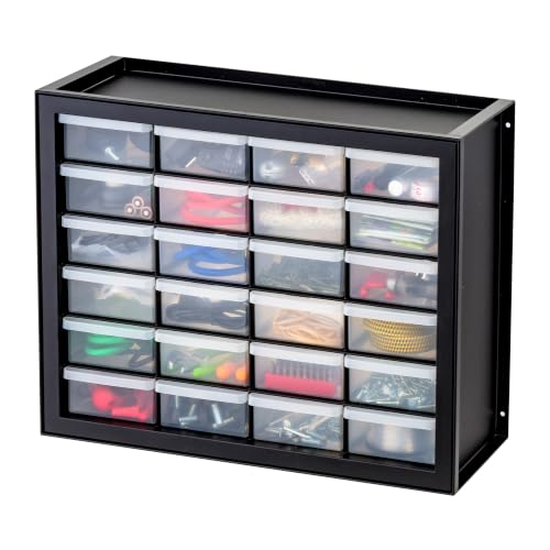 IRIS USA 24-Drawer Plastic Storage Cabinet, Teacher Toolbox, Garage, Black | Wall mountable, Stackable, Small Business Scrapbook Art Balloons Building Bricks Crafts Stickers Storage - color: Black, size: 24 Drawer