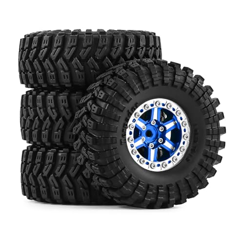 1.3" Wheels and Tires 70mm (2.76in) for SCX24 TRX4M 1/18 1/24 RC Crawler Upgrade Parts (Blue, 4Pcs) - color: blue-3