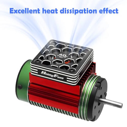 40mm RC Cooling Fan with Heat Sink and Metal Cover RC Electric Motor Fan with Heatsink for 1/8 RC Car 4074 4274 1515 1512 Motor, Red - color: Red