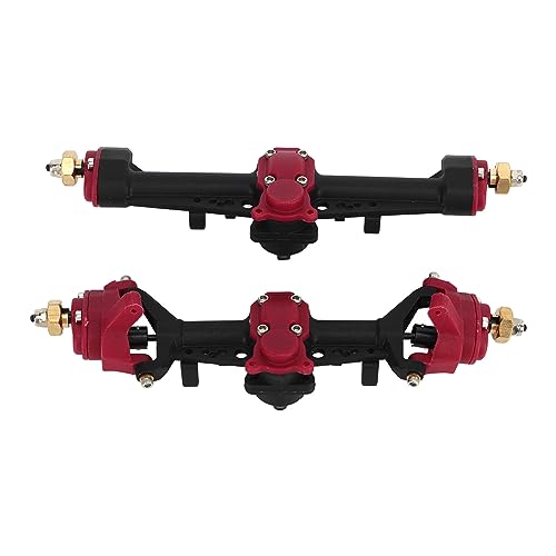 RC Car Front Rear Portal Axle Kit High Performance Plastic Housing Upgraded Heightened Axle Assembly Set for 1/24 Axial SCX24 Crawler Truck (Black Red) - color: Black Red