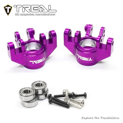 TREAL Aluminum 7075 Front Steering Knuckles Spindle Set for 1/18 Mini LMT Monster Truck Grave Digger(Purple) - color: Purple