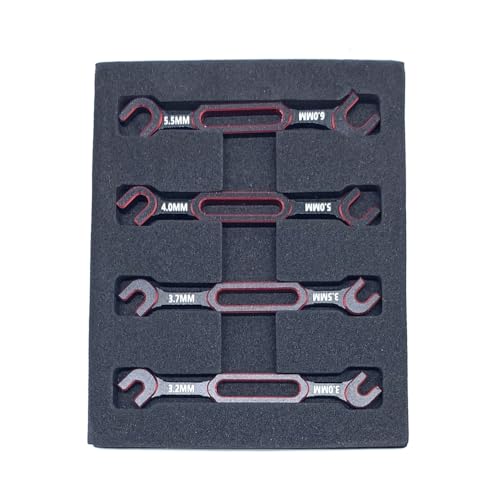 KingVal 4PCS Wrench 3.0/3.2/3.5/3.7/4.0/5.0/5.5/6.0mm Turnbuckle Nut Ball Joint Remover RC Universal Repair Tool Compatible with RC Car Boat RC Drone (Red) - color: Red
