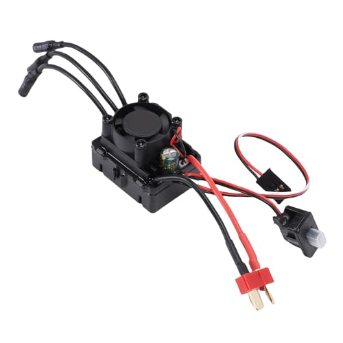 Brushless ESC, Rainproof 35A Continuous Current Sensorless Motor ESC, Electronic Speed Controller with Cooling Fan for 1/16 1/14 Scale RC Cars