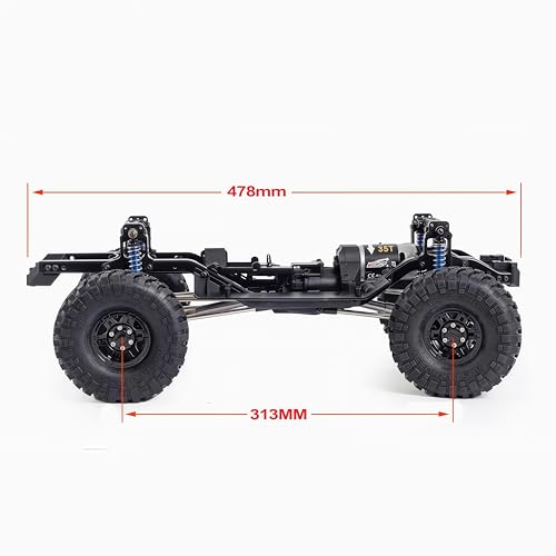 1/10 RC Crawler 313mm Chassis Kit with 2-Speed Gearbox, Nylon Frame, 35T 550 Motor & Axles, Compatible with SCX10, TRX4, and D90 – DIY Assembly Kit