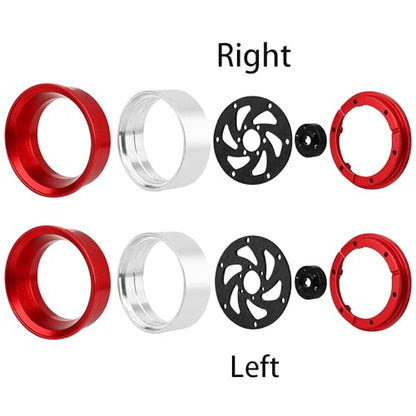 ModuWheel 1.3" Negative Offset Aluminum + Carbon Fiber Base Beadlock Wheels for 1/24 1/18 SCX24 TRX4m Ascent-18 RC Crawler (red) - color: red