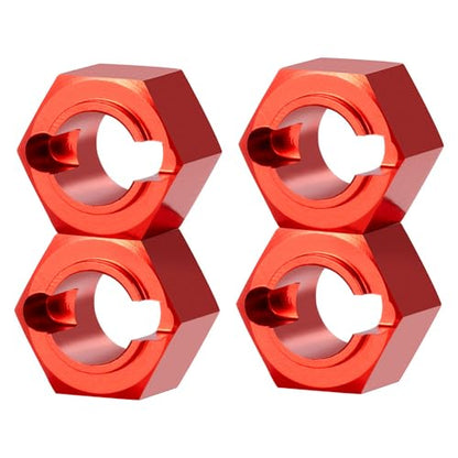 1Set/4PCS RC Aluminum Wheel Hex 7mm Hub Adapters for LOSI Mini-T 2.0 1/18th RC Off-Road Car Truck Upgrades Parts (Red) - color: Red