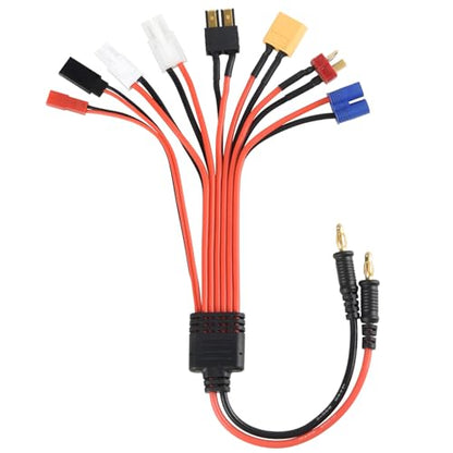 RC Lipo Battery Charger Adapter Connector Splitter Wire 8 in 1 – Universal Connector to XT60/ 4.0mm Banana Plug Lead Cable for TRX, T-Plug, Futaba, Tamiya Mini, XT60, EC3, JST,Tamiya (4.0mm Banana)