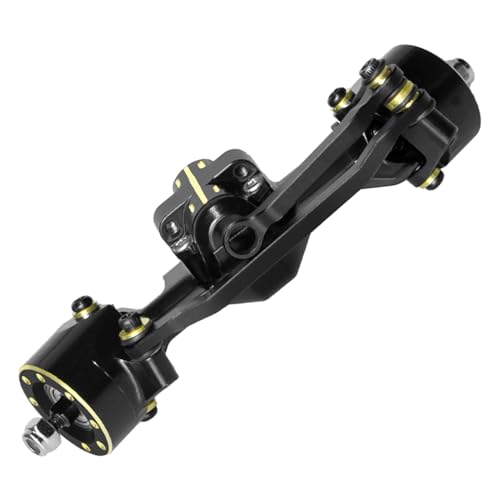 Aluminum Front & Rear Axle Set Upgrades Part with Diff Covers, Steering Link,Gear,Brass Rear Hub Weight for 1/30 Axial SCX30 RC Crawler Upgrades (Black)