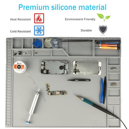 Kaisi Large Soldering Mat,Silicone Solder Mat,Magnetic Work Mats | Heat Resistant 932°F Electronic Solder Pad with Anti Static Wrist Strap for Soldering Station,Laptop,Watch Repair(Grey) - color: Gray Soldering Mat
