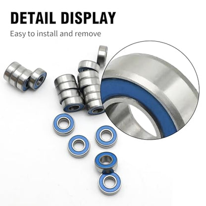 Hoypeyfiy 20Pcs RC Metal Ball Bearings with Rubber Ring Axle Bearing Set, SCX24 Rubber Sealed Bearings Set, 1/24 RC Crawler Car for Axial SCX24 Upgrades Parts