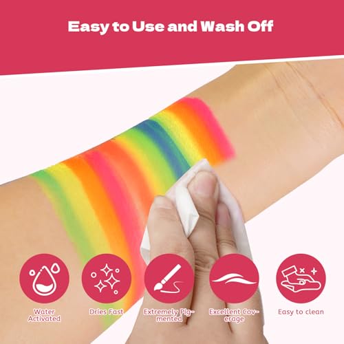 Professional Face Painting Kit for Kids Adults-12*10g Non Toxic Water Activated Face Paint Kit With Brushes,Stencils，Gem Stickers;Halloween,Carnival;Water Based Facepaint Makeup Kit for Kids Party - color: 12 Color Face Paint - 35 Piece Set