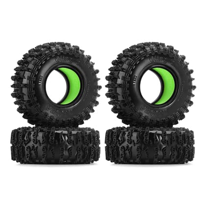 INJORA 1.3 Silicone Rubber Inserts and Cling On Tires for SCX24 TRX4M AX24 1/18 1/24 Micro Crawler Upgrade(Green) - color: Green