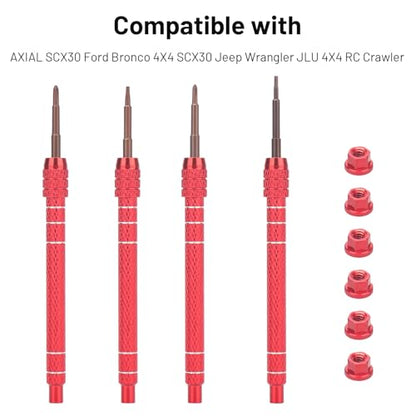 RC Screw Driver Set, daitoku RC Tool Kit Include PH1.5mm/2.0mm H1.3mm T4 Plum for AXIAL SCX30 Ford Bronco 4X4 SCX30 Jeep Wrangler JLU 4X4 (Red) - color: Red