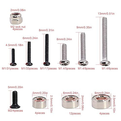 120Pcs Stainless Steel Screw Nut Bearing Set Kit with Box for Axial SCX30 Ford Jeep Wrangler Chevrolet K10 1/30 RC Crawler Upgrade