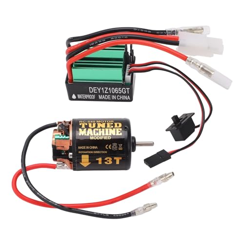 13T Brushed Motor ESC Combo, 540 Brushed Motor with 65A Brushed ESC Electric Motor for RC Truck Crawler Car 90046, D90, HSP, HPI Brushed RC Motor Shaft Motor RC Car Truck Update Parts