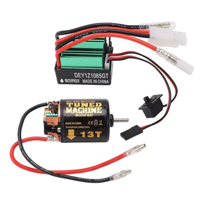 13T Brushed Motor ESC Combo, 540 Brushed Motor with 65A Brushed ESC Electric Motor for RC Truck Crawler Car 90046, D90, HSP, HPI Brushed RC Motor Shaft Motor RC Car Truck Update Parts