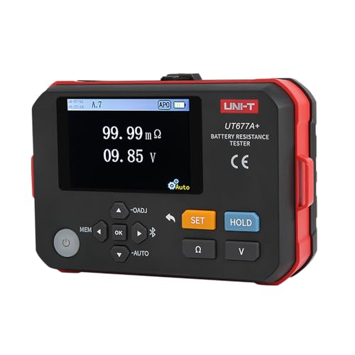 UNI-T Battery Internal Resistance Tester & Voltage Meter for DC 120V 3Ω Batteries Car Battery Tester AAA AA Battery, Digital Smart Battery Analyzer for Household Automotive UT677A+