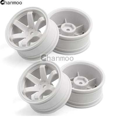1/10 RC Rally Racing Wheels 12mm Hex Hard Plastic On Road Hubs Rims for 1:10 Scale Drift Car Tires Tamiya TT01 TT02 XV01 A959 PTG2 144001 HPI KYOSHO HSP PTG2 Touring Street Tyres 4PCS (White) - color: White