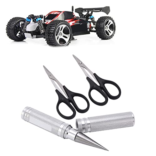 RC Curved Scissors and Hole Puncher Kit, Aluminum Alloy Body Reamer for RC Car Drone Shell Trimming, 014mm Adjustable Cutter with Ergonomic Grip (Pink) - color: Pink