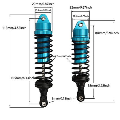 5862 Front & Rear Aluminum Alloy Shock Absorber for 1/10 Slash 4x4 Hoss Rustler Stampede Bandit VXL Shock Parts Replace of 3760 3762 SLA014 (4-Pack) (Blue) - color: Blue