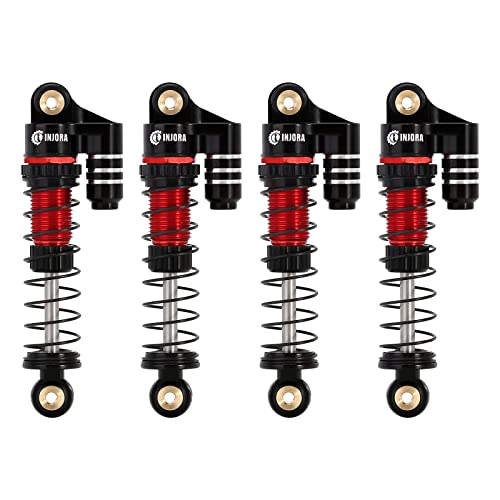 INJORA 39mm Shocks- Aluminum Threaded Adjustable Oil Filled Damper for SCX24 Gladiator C10 JLU Deadbolt B17 Axial 1/24 RC Crawler Car Upgrade Parts(Black&Red) - color: Black&Red