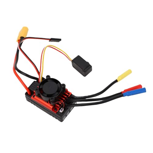 Yunseity 60A Brushless ESC for 1/10 RC Car, Electric Speed Controller with Cooling Fan, 2-3S LiPo Compatible, Sensorless Motor Support, Design for Off Road Buggy Truck