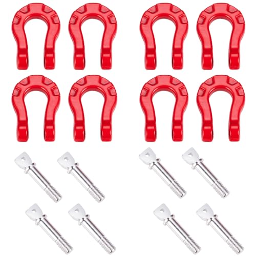 8PCS RC Car Trailer Buckle Metal Tow Shackle Lock Catch Front Bar Rescue Lock Hook Ring Compatible with Axial SCX10 Tamiya CC01 D90 D110 TF2 1/10 RC Crawler Car