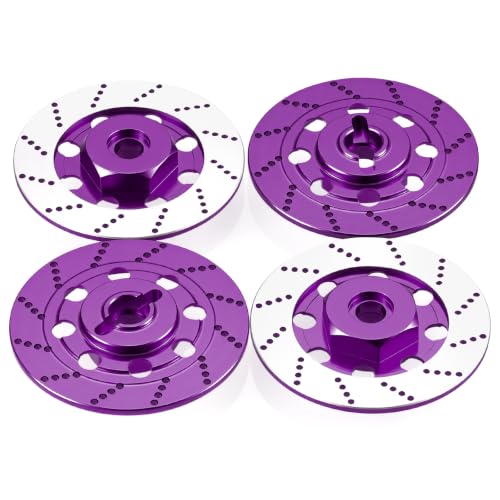 4PCS MORFUM RC Aluminum Alloy Hex Drift Wheels Rim Tires Hub Brake Disc Compatible with Sakura D4 AWD RWD 1/10 RC Drift Crawler Car Upgrade Parts (Purple) - color: Purple