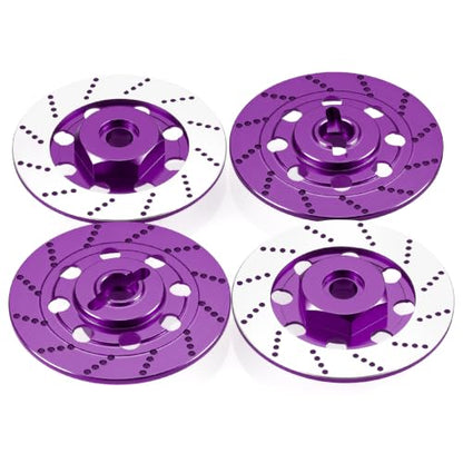 4PCS MORFUM RC Aluminum Alloy Hex Drift Wheels Rim Tires Hub Brake Disc Compatible with Sakura D4 AWD RWD 1/10 RC Drift Crawler Car Upgrade Parts (Purple) - color: Purple