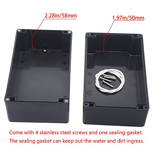 Project Box IP65 Waterproof Junction Box ABS Plastic Electrical Boxes DIY Electronic Project Case Power Enclosure 7.87x4.72x4.45 inch (200 x 120 x113 mm) - color: Black, size: 7.87"x4.72"x4.45"