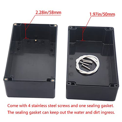 Project Box IP65 Waterproof Junction Box ABS Plastic Electrical Boxes DIY Electronic Project Case Power Enclosure 7.87x4.72x4.45 inch (200 x 120 x113 mm) - color: Black, size: 7.87"x4.72"x4.45"