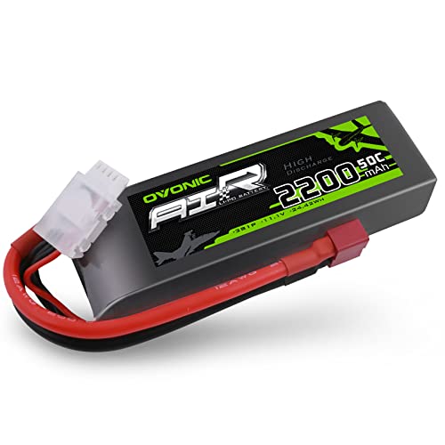OVONIC 3S Lipo Battery 50C 2200mAh 11.1V Lipo Battery with Dean-Style T Connector for RC Airplane Quadcopter Helicopter FPV Drone - size: 1pcs