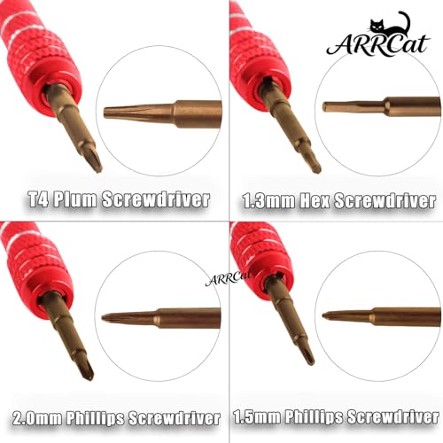 RC Screw Driver Set Tool Kit for 1/30 SCX30,1.5mm/2.0mm Phillips Screwdriver & 1.3mm Hex & T4 Plum & 6Pcs m2 Nut RC Car Repair Screwdrivers Set,for 1/30 SCX30 RC Crawler Truck Buggy,Red - color: Red - (Screw Driver Set)