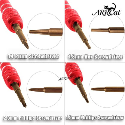 RC Screw Driver Set Tool Kit for 1/30 SCX30,1.5mm/2.0mm Phillips Screwdriver & 1.3mm Hex & T4 Plum & 6Pcs m2 Nut RC Car Repair Screwdrivers Set,for 1/30 SCX30 RC Crawler Truck Buggy,Red - color: Red - (Screw Driver Set)