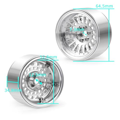 2.2" Beadlock Wheels RC Aluminum Rims for AXIAL Wraith RR10 TRX4 SCX10 Redcat Gen8 1/10th RC Crawler Truck Car (Silver) - color: Silver