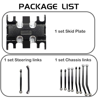 High Clearance Chassis Links & Steering Links Set & Skid Plate for SCX30 | Upgrade Parts for RC Car 4X4 RTR Brushed Rock Crawler,Precision Machining,High-strength Aluminum Alloy