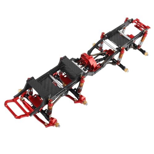 LCG 6x6 8×8 Carbon Fiber Chassis Frame with Metal Axles for 1/24 RC Crawler Car Axial SCX24 Refit Kit (8x8 red) - color: 8x8 Red