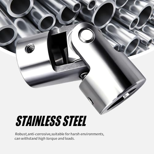 10mm to 10mm Universal Joint Coupling, D20 L45 Stainless Steel Rotatable Steering Shaft U Joint Coupler Motor Connector for DIY Model RC Car Robot - size: D20-L45-H10, style: No Keyway