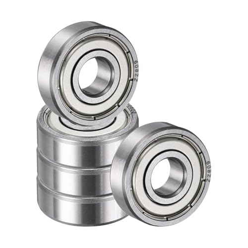 uxcell 5 Pack 608 ZZ Deep Groove Ball Bearings, 8x22x7mm Chrome Steel Double Shield Bearing for Electric Motor, Home Appliances, Garden Machinery, (ABEC5) - size: 608 ZZ
