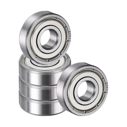 uxcell 5 Pack 608 ZZ Deep Groove Ball Bearings, 8x22x7mm Chrome Steel Double Shield Bearing for Electric Motor, Home Appliances, Garden Machinery, (ABEC5) - size: 608 ZZ