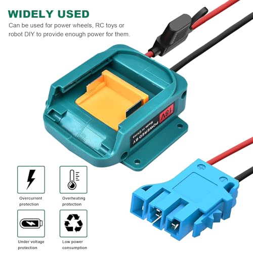 Ranoff Power Wheel Adapter 18V/20V Battery with Fuse & Wire terminals, Wheels Battery Conversion Kit Power Connector for DIY Ride On Truck, RC Car Toys and Robotics - size: for MAKITA Blue
