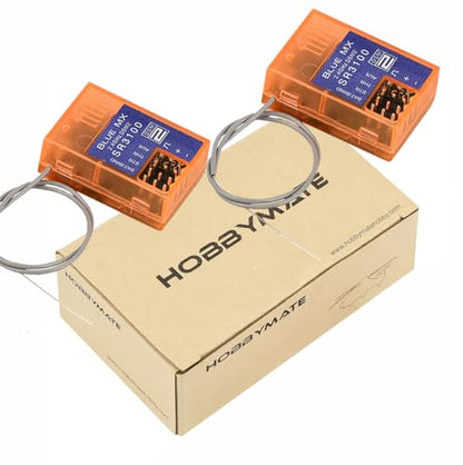 HOBBYMATE DSMR Receiver Compatible with DX2L DX2E DX3E DX2S DX3S DX4S DX3R DX3C DX4C DX5C Radio Transmitter, 2.4G SR3100 DSM2 Receiver 3 Channels - Pack of 2