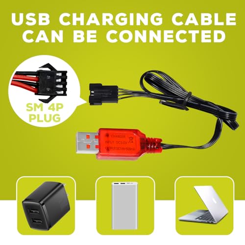 sea jump 2PCS 7.4V 3000mAh 15C 2S SM-4P Plug Li-ion Battery with USB Charger for EC08 DE85 RC Car, Truck RC Ship RC Drone Engineering Vehicle Backup Battery