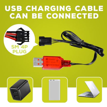 sea jump 2PCS 7.4V 3000mAh 15C 2S SM-4P Plug Li-ion Battery with USB Charger for EC08 DE85 RC Car, Truck RC Ship RC Drone Engineering Vehicle Backup Battery