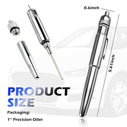 Car Precision Oiler Pen,Aluminum Pen Oiler with Solid Needle & Pocket Clip,Portable Leak-Proof Oil Applicator Car Accessories for Automotive Parts/Machine Maintenance
