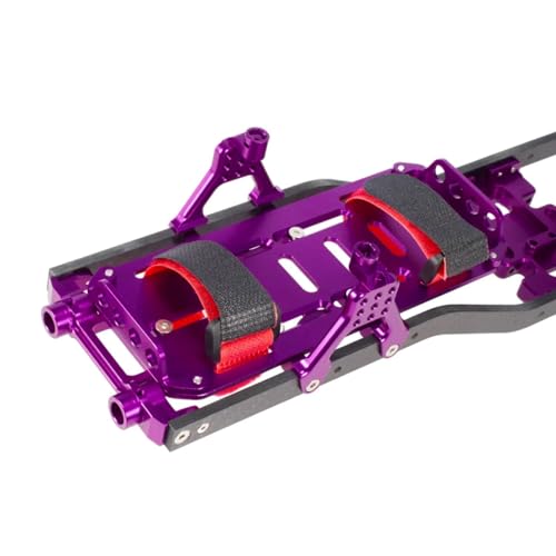 SCX10 Chassis Set for 1/10 RC Crawler w/Carbon Fiber Rails Metal Brace Skid Plate Adjustable Shock Mount Radio Box Battery Tray (Gray Set) - color: Gray Set