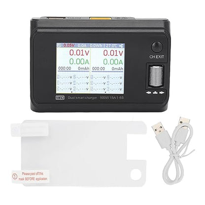 2.4in LCD Display Dual Channel Output Charger 500W DC Smart Battery Balance Charger Lithium Battery