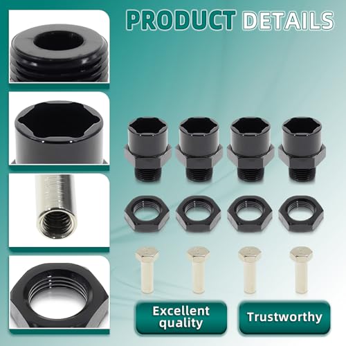 AUTOKAY 4PCS 12mm to 17mm Aluminum Wheel Hex Hub Adapter Conversion Extension for RC Car